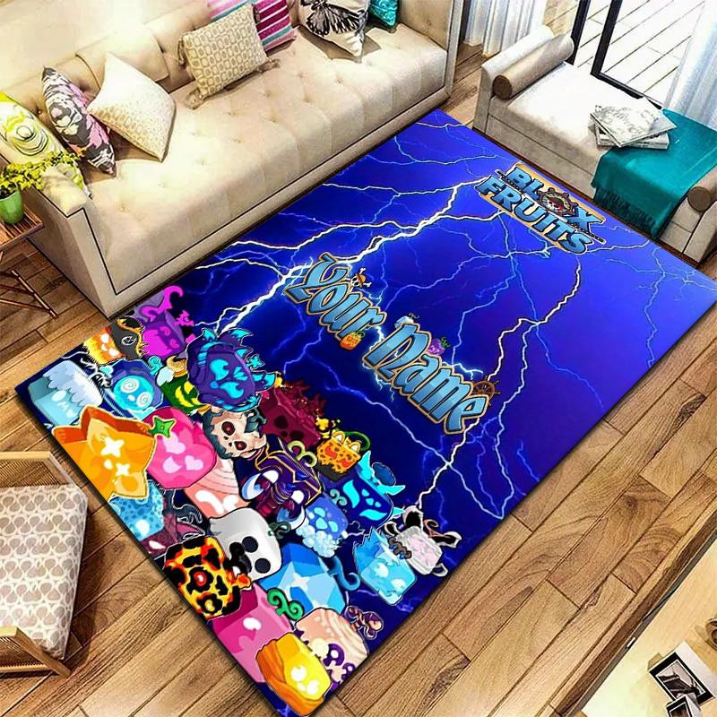 Bloody Fruits Adventure Custom Name Carpet Rug For Living Room Bedroom Home Sofa Decoration Kids Play Nonslip Floor Mat