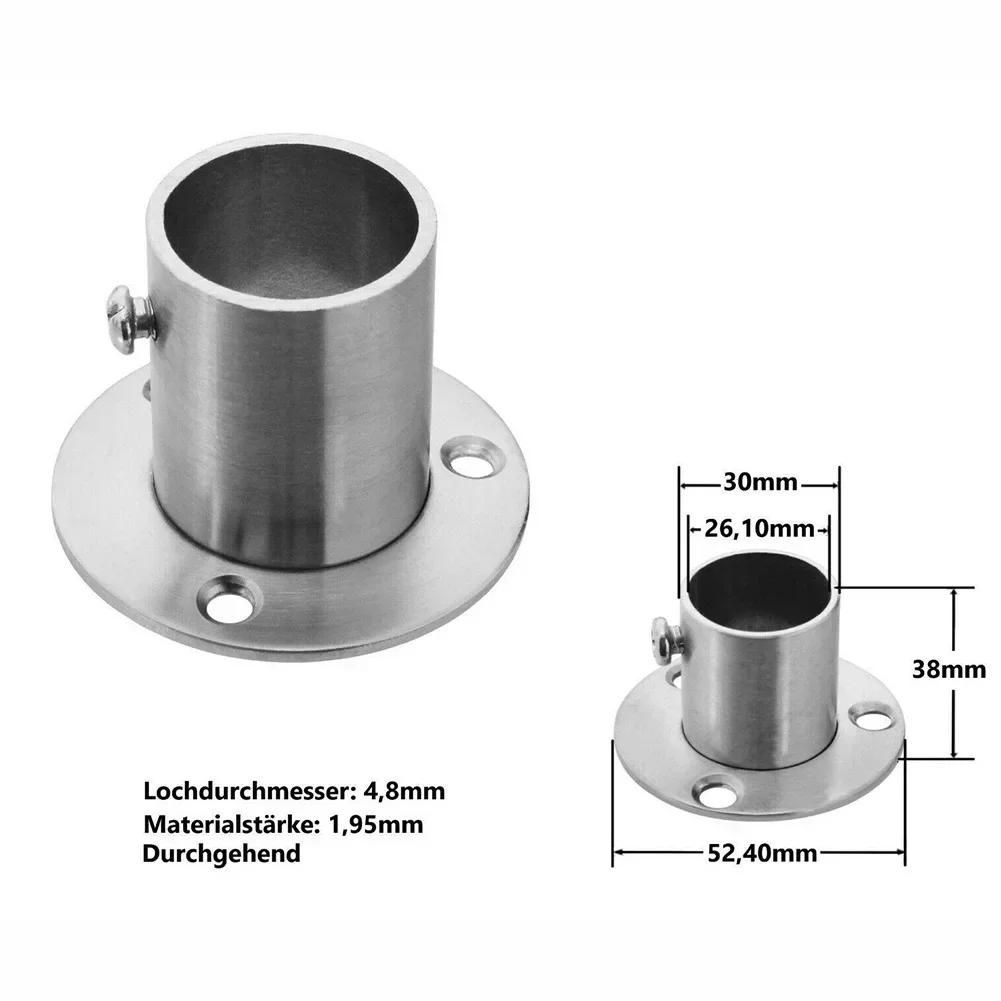1Pcs Wardrobe Steel Pipe Bracket Tube Support Flange Seat Wardrobe Hanging Rail Pole Socket End Holders 19-32mm Connection