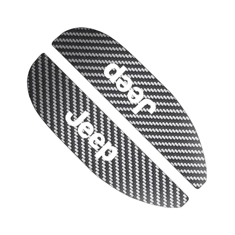 2Pcs Car Rearview Mirror Rain Eyebrow Carbon Fiber For Jeep Grand Cherokee Wrangler Gladiator Compass Renegade Wagoneer Avenger