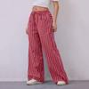 Женские брюки с завязками на резинке и широкими штанинами, контрастные цветные полосатые принты, низкая талия, повседневные пляжные брюки для отпуска