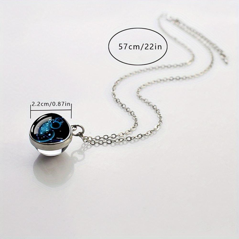 Luminous Starry Sky Glass Ball with Constellation Pattern Pendant Necklace - Men's Fashion Zinc Alloy Jewelry
