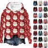 Women's Fashion Casual Long Sleeve Christmas Print Knit Pullover Top Hoodie Top