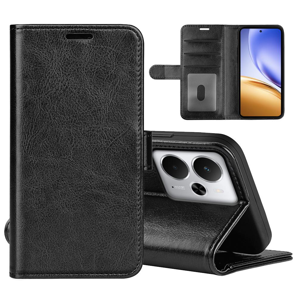 For Realme 14 5G Case Crazy Horse Texture Stand Leather Phone Cover