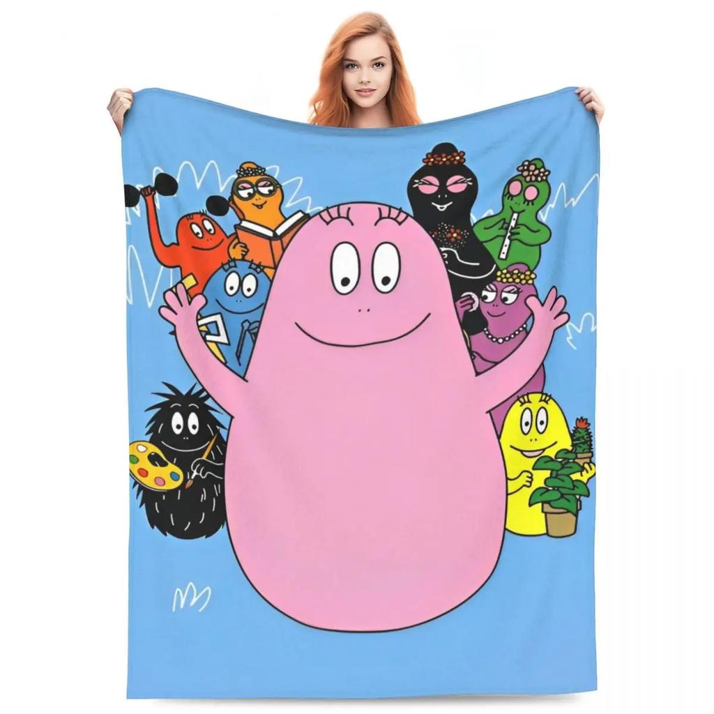 Barbapapa Coral Fleece Plush Throw Blanket Cute Cartoon Blankets for Sofa Travel Lightweight Bedding Throws