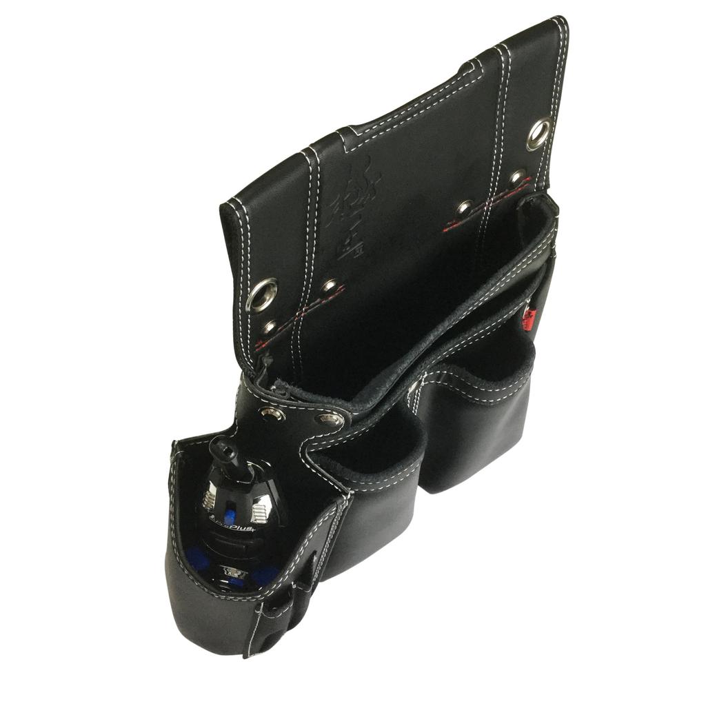 Gokusho Black Cowhide Nail Bag with Ink Pot Holder GL-03B