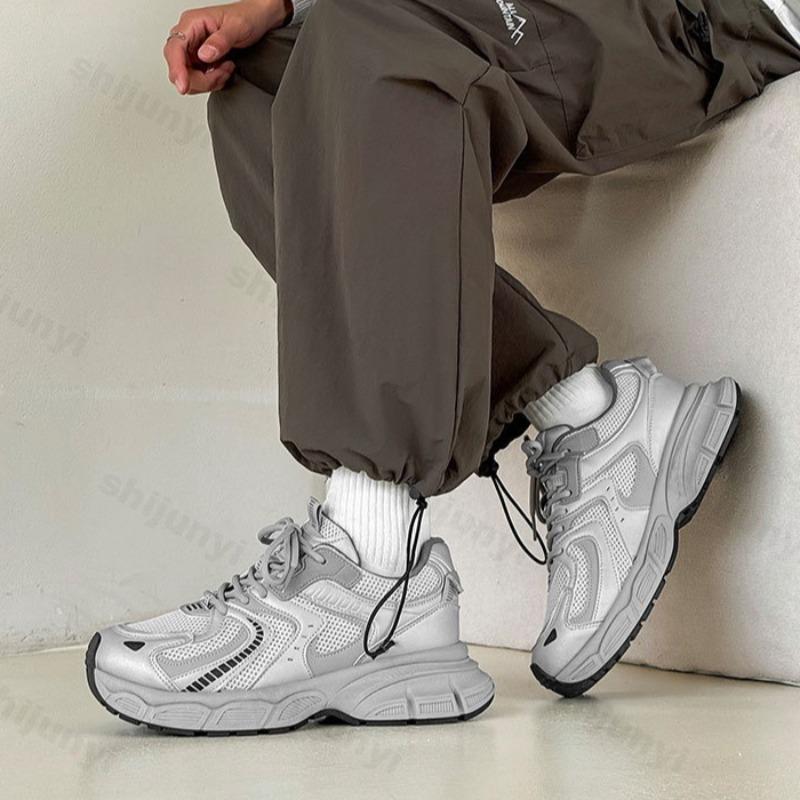 Мода 2025 Осень Новые Мужские Сетчатые Дышащие Низкие Кроссовки на Толстой Подошве Повседневная Спортивная Обувь Модный Тренд Универсальные Удобные Массивные кроссовки