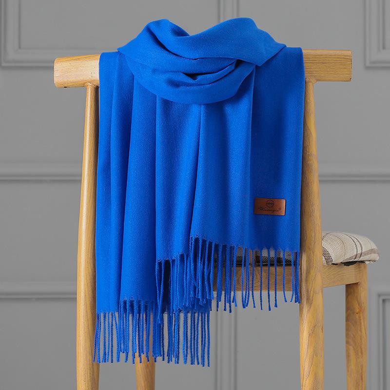 Большой красный кашемировый шарф женский однотонный длинный платок двойного назначения