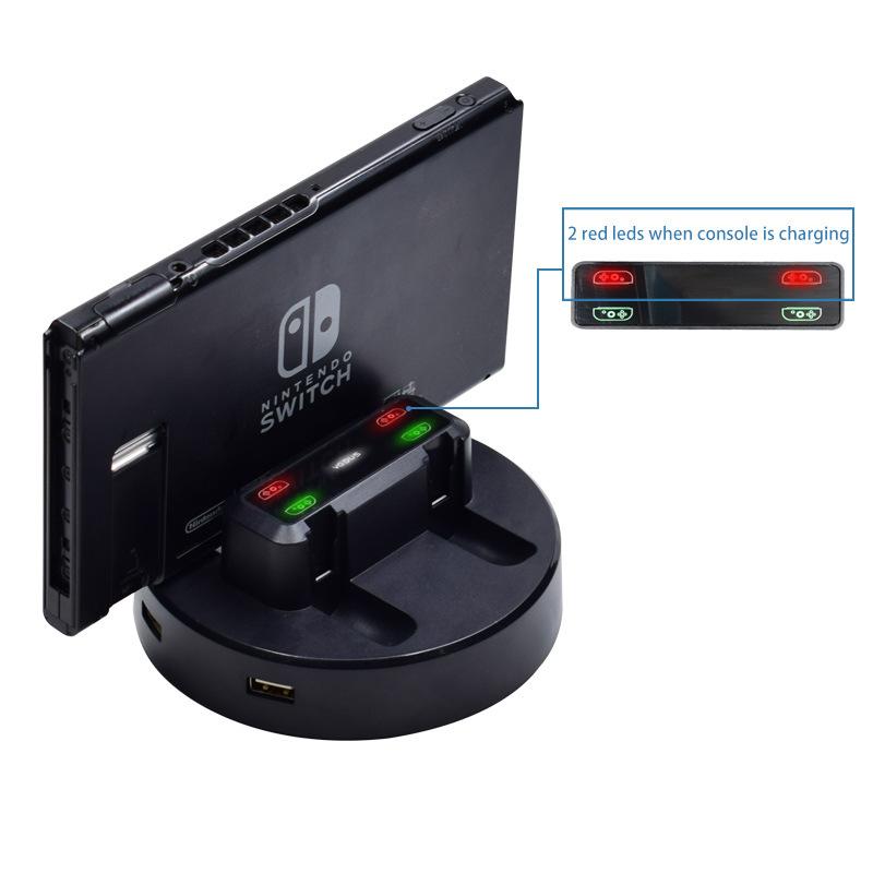 VAORLO For Nintendo Switch Multifunctional Charger Joy-Con Handle Four Charge Pro Controller Charger Console Charging Dock