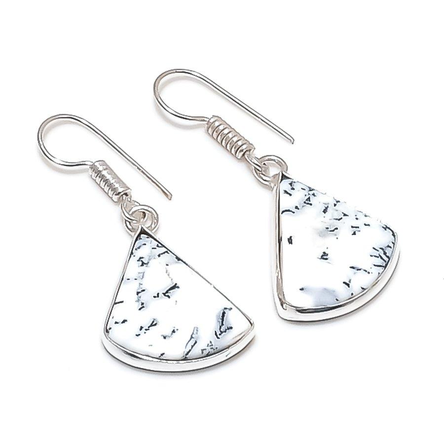 Серьги из стерлингового серебра 925 пробы с натуральным опалом-дендритом 1,42 дюйма R6Y73