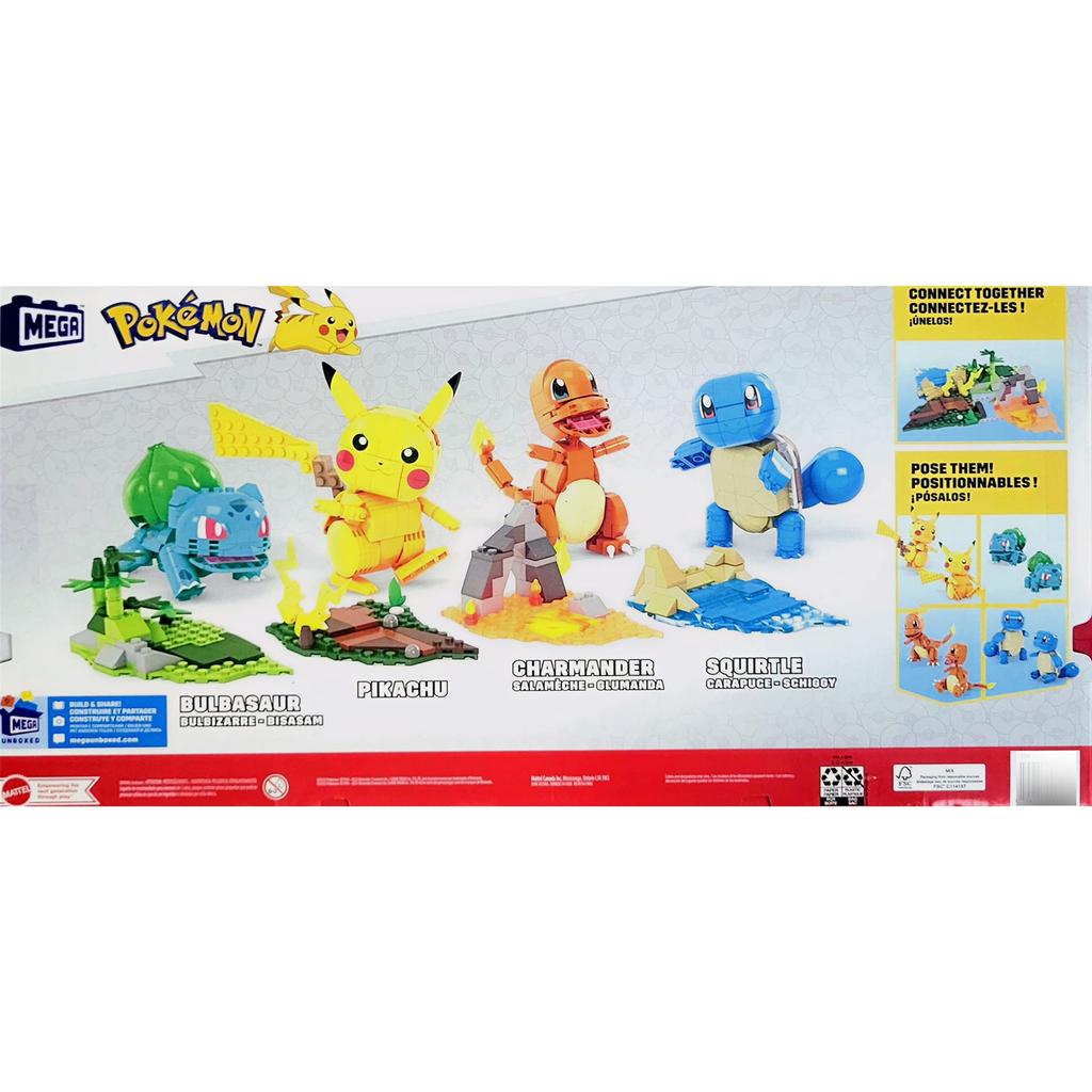 MEGA Pokemon Mega Construx Quad Set Пикачу Бульбазавр Сквиртл 818 деталей