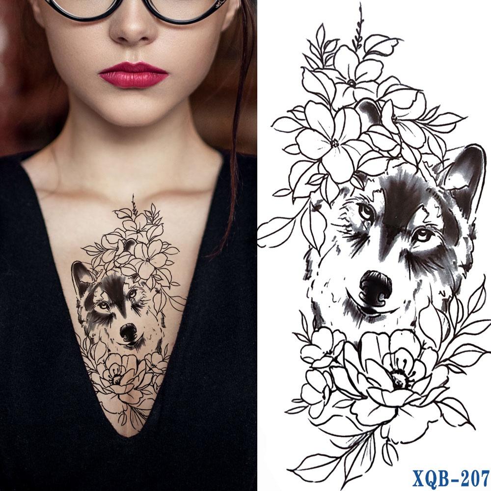 1 шт. 210*114 мм черный лес татуировка наклейка для мужчин женщин детей тигр волк смерть череп временная татуировка поддельные хна скелет король тату в виде животного
