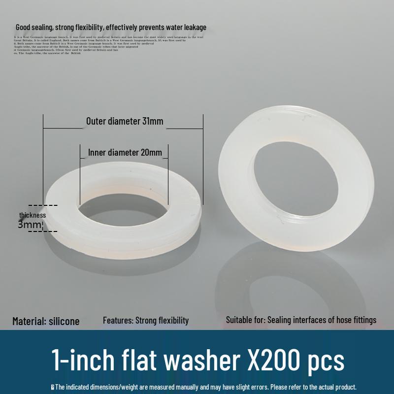 Silicone rubber gasket for 4-minute water heater: flat sealing ring, shower inlet pipe, 6-point, 1-inch water meter.