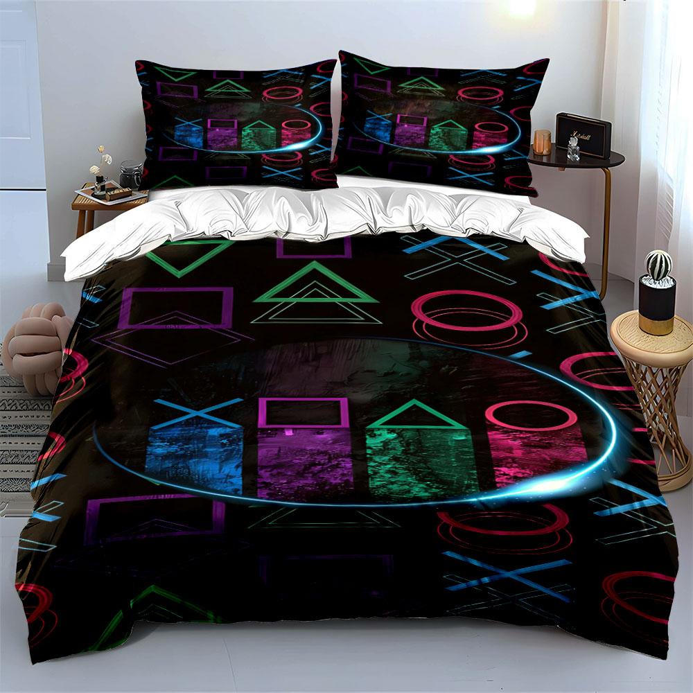 Neon geometric shapes pattern. Bedding sets Duvet cover sets Duvet covers Pillowcases(1*Duvet Cover 2*Pillowcases without duvet insert)