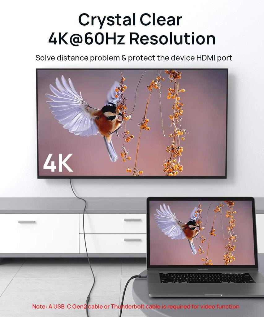 Удлинительный кабель JSAUX USB C 2 м Удлинительный кабель USBC Папа-Мама Совместимый с PD Высокоскоростная синхронная передача 10 Гбит/с Совместимый с iPhone Type C