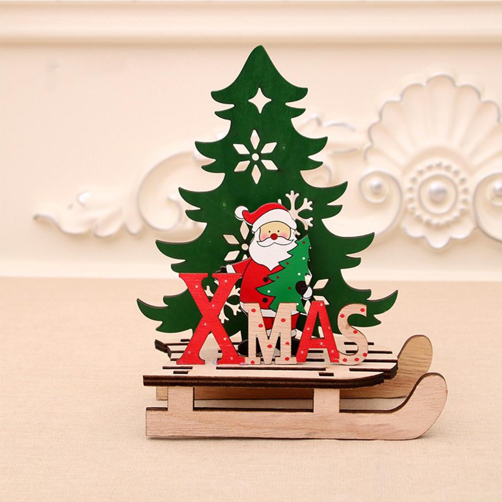 Wooden Christmas Tree Painted Assembly DIY Xmas Sled Ornaments Noel  Merry Christmas Decor Navidad Happy New