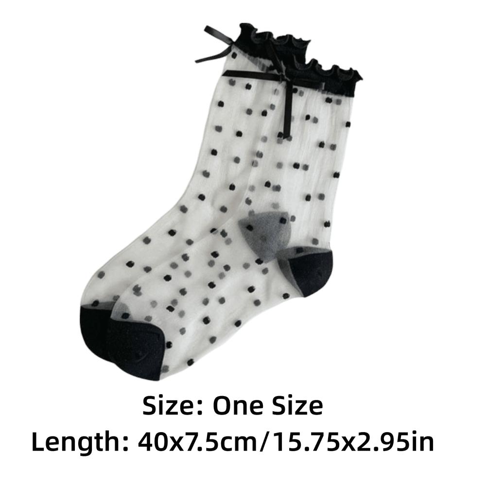 Soft Lolita Socks Crystal Silk Long Socks Comfortable Polka Dot Sock Girls