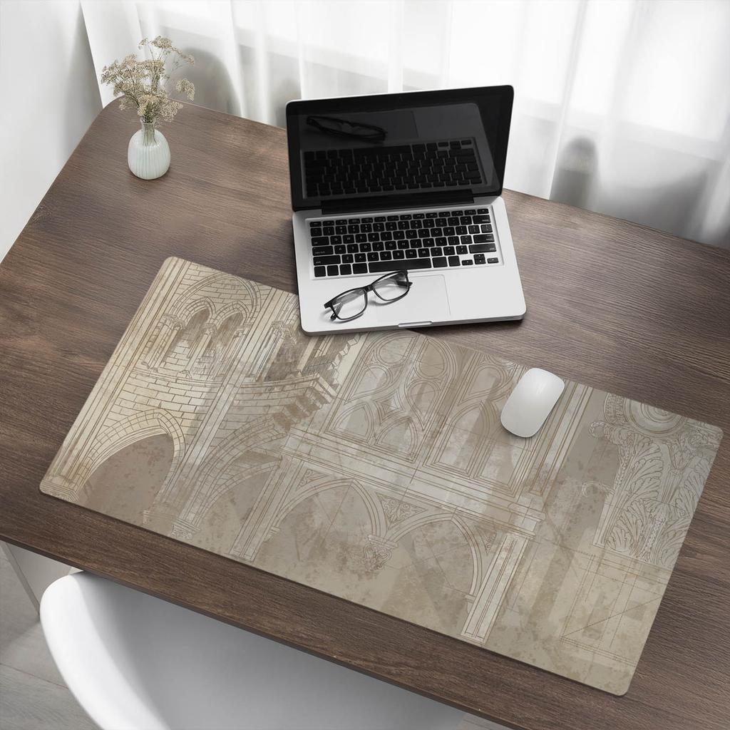 Gothic Architecture Design Laptop Protective Pad 100x50 cm