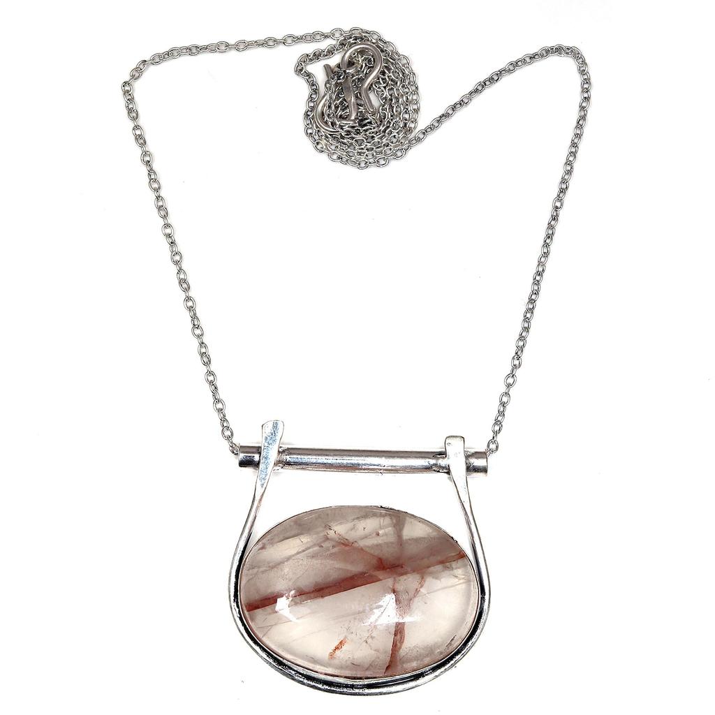 Edulite Gemstone Колье Этническое Ручной Работы из Серебра Ко Дню Матери 20 дюймов
