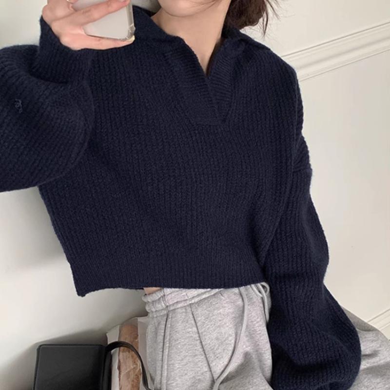 Autumn and Winter Loose Casual Knitted Sweater for Women Fashion Long Sleeve Elegant Pullover Women's Sweaters Vintage Solid Female Knitwear 24819