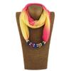 Colorful Ombre Scarf Necklace with Beaded Pendant – Fashionable Infinity Scarf for Women, Vibrant Statement Jewelry