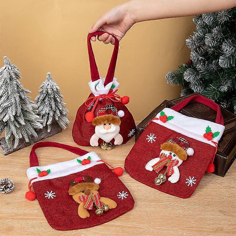 Christmas velvet candy bag gift non-woven Christmas old man snowman deer bear with light red peace fruit apple apple bag old man