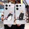 Cute Cat Patterned Soft Silicone Clear Case For Xiaomi Redmi 13C Note 13 Pro Samsung A55 A54 A34 S24 M35 iPhone 15 Camera Protective Shockproof Cover
