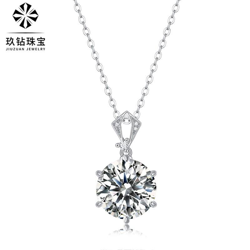 Sterling Solitaire Moissanite Pendant Necklace 10ct Round Cut Women Minimalist Fashion OL Jewelry