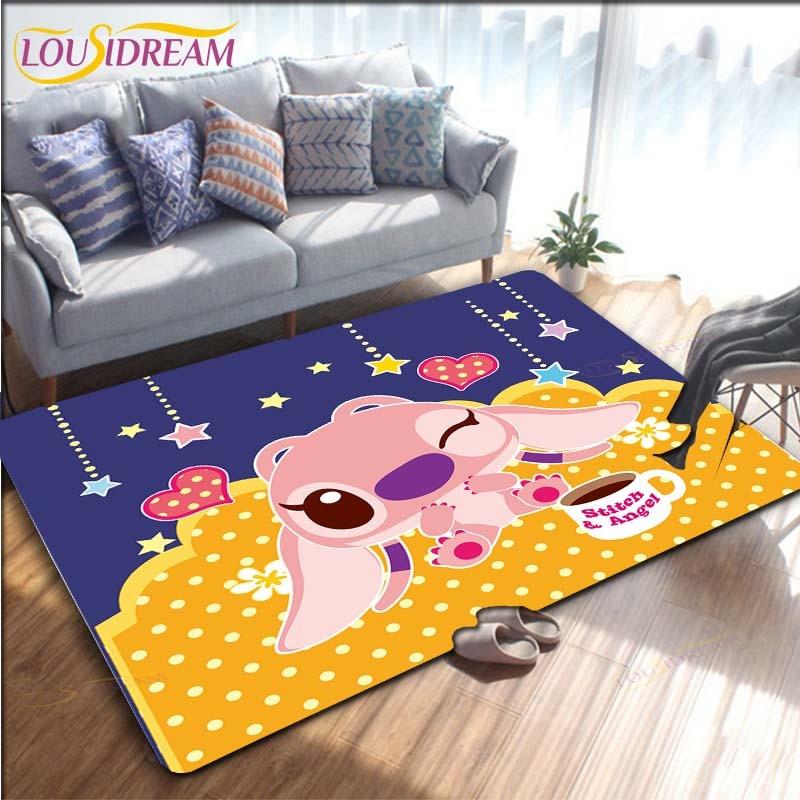 Мультяшный Аниме Стич Ковер для Гостиной Фигурка Напольные Коврики для Спальни Детский Игровой Ковер Кухня Ванная Нескользящий Коврик