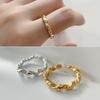 R0498W S925 Sally French Silver Twisted Ring Women's Ring Open Ring