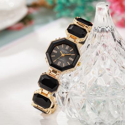 Маленькие кубические конфетные часы, Большой драгоценный камень, Разноцветный изум, Нишевые, Высококлассные, Легкий люкс, Модные часы-браслет для женщин