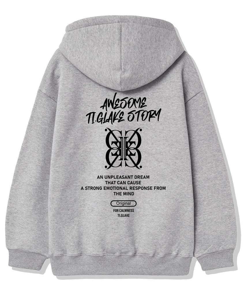 Толстовка с капюшоном Big Logo Story на флисовой подкладке Серая