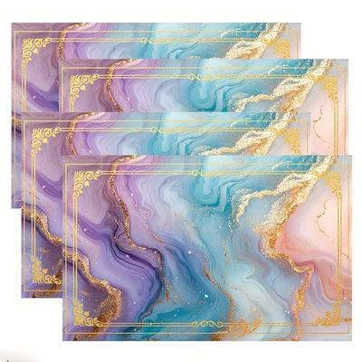 4 шт., Скатерти в стиле легкой роскоши, Скатерти для всех сезонов, Чернильные, Золотистые, С блестками, Ирисовые, Мраморные вкрапления, Термостойкие подставки под горячее для кофе, 12 x 18 I