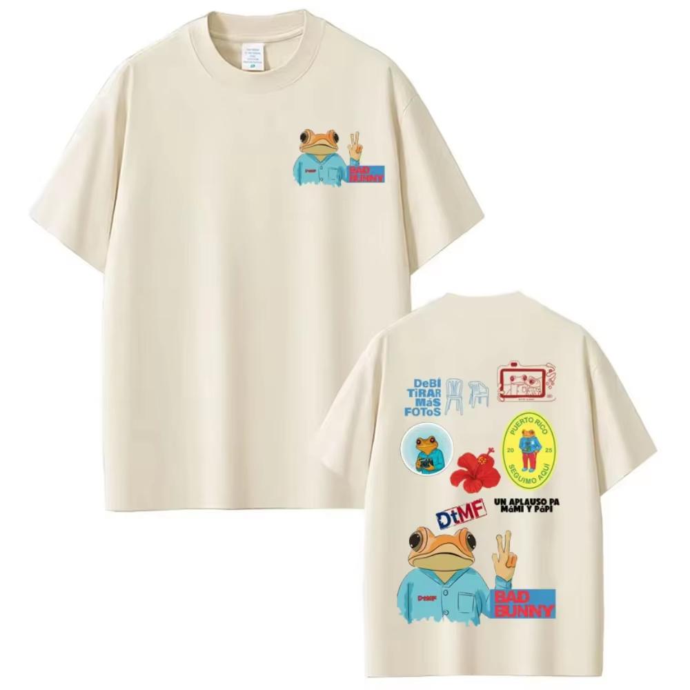 2026 Vintage Album T-Shirt with Bad Bunny DTMF Debi Tirar Mas Fotos Print, Unisex Fashion Loose Cotton Harajuku Tee As Fans Gift T-Shirt