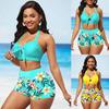 2024 Summer Two Piece Swimwear Beach Bikini Sexy Swimwear Set Summer Women's New Print Two Piece Bikini Beach Swimwear