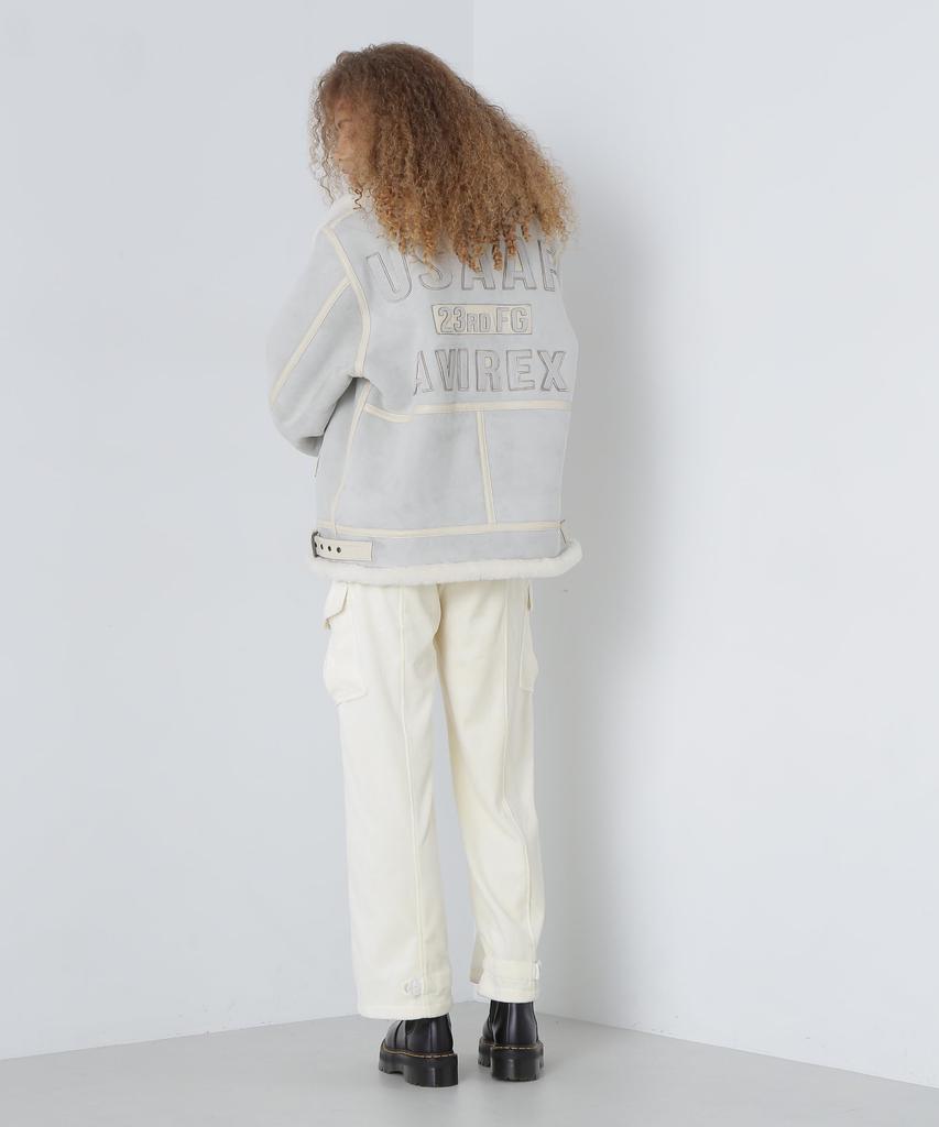 AVIREX BOYFRIEND CARGO VELOUR PANTS S ivory 783-4210601