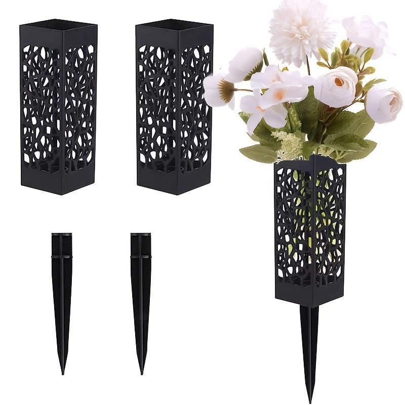 2 Bouquets Simulated Cemetery Flowers 2pcs Burial Ground Baskets White Rose Hydrangea Mixed Artificial Flower