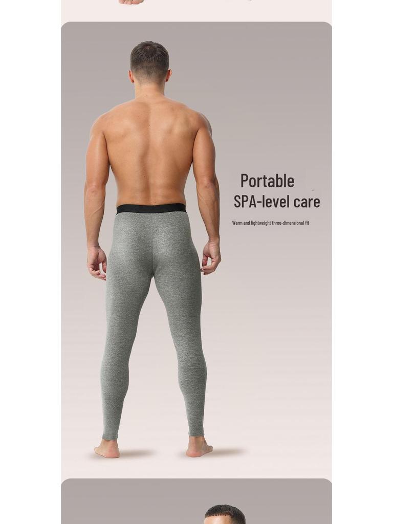 Men's Plush Wool Mulberry Silk Seamless Warm Underwear Pants for Autumn and Winter