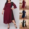 Women's Fashion Plus Size Skirt Chiffon Stitching Collision Color Waist Dress