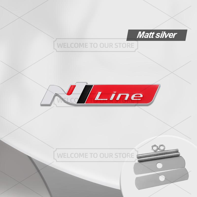 Car 3D Metal N Line Body Emblem Grille Badge Decals Auto Tail Sticker For Hyundai Elantra Veloster Kona Tuscani Tucson I30 I10 T2