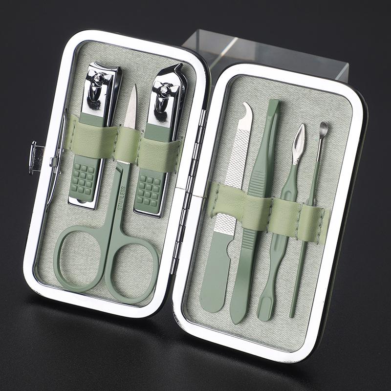 Портативный маникюрный набор из нержавеющей стали с кожаным чехлом