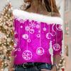 Women's Casual Long Sleeve Slouchy Christmas Printed Plush Fashion Top