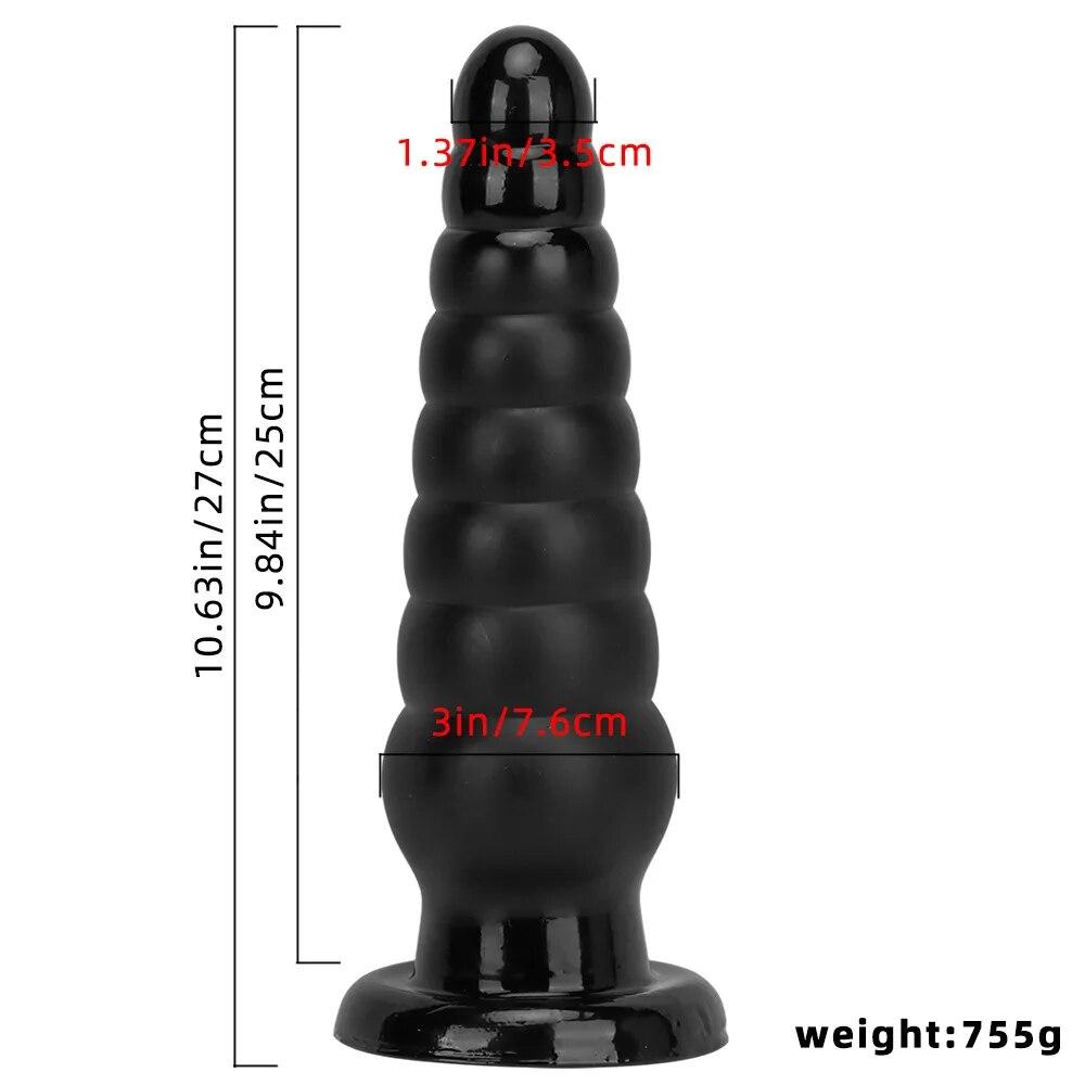 Black Extra Large Anal Plug with Suction Cup Fisting Toy Anal Expander Adult Sex Toy Big Dick PVC Dildo
