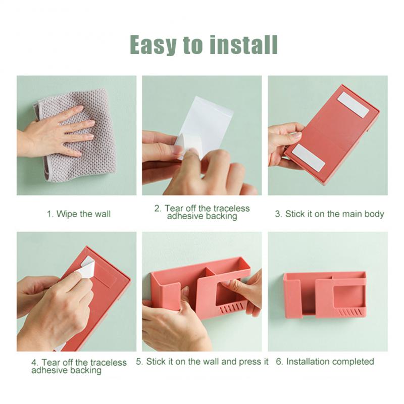 2 в 1 Настенный ящик для хранения с дистанционным управлением для мобильного телефона Многофункциональная стойка для хранения без ударов Настенные держатели для хранения мусора