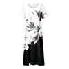 Fashion Women's Summer Round Neck Casual Fashion Printed Pullover Short Sleeve  Dress