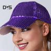 Блестящая кепка с пайетками, унисекс, шляпа для вечеринок, солнцезащитный козырек с длинными полями для взрослых и детей, кепка для выступлений на сцене, головной убор для уличных танцев