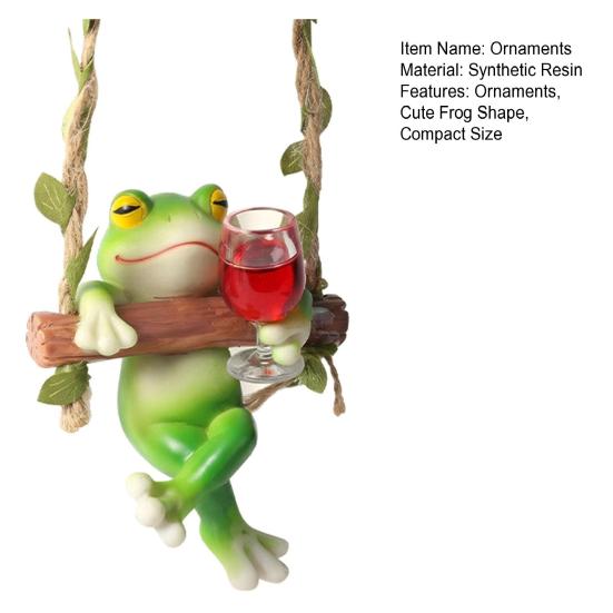 Frog On A Swing Ornament Compact Resin With Hemp Rope Hanging Decor Relaxing Garden Table Decorations For Indoor Outdoor