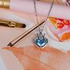 S925 Sterling Silver Platinum-plated Heart-shaped Sapphire Clavicle Pendant Necklace