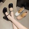 Small Man with Shallow Mouth Mary Jane Single Shoes Women's New Spring and Summer Square Head Fashion Thick Heel High Heels