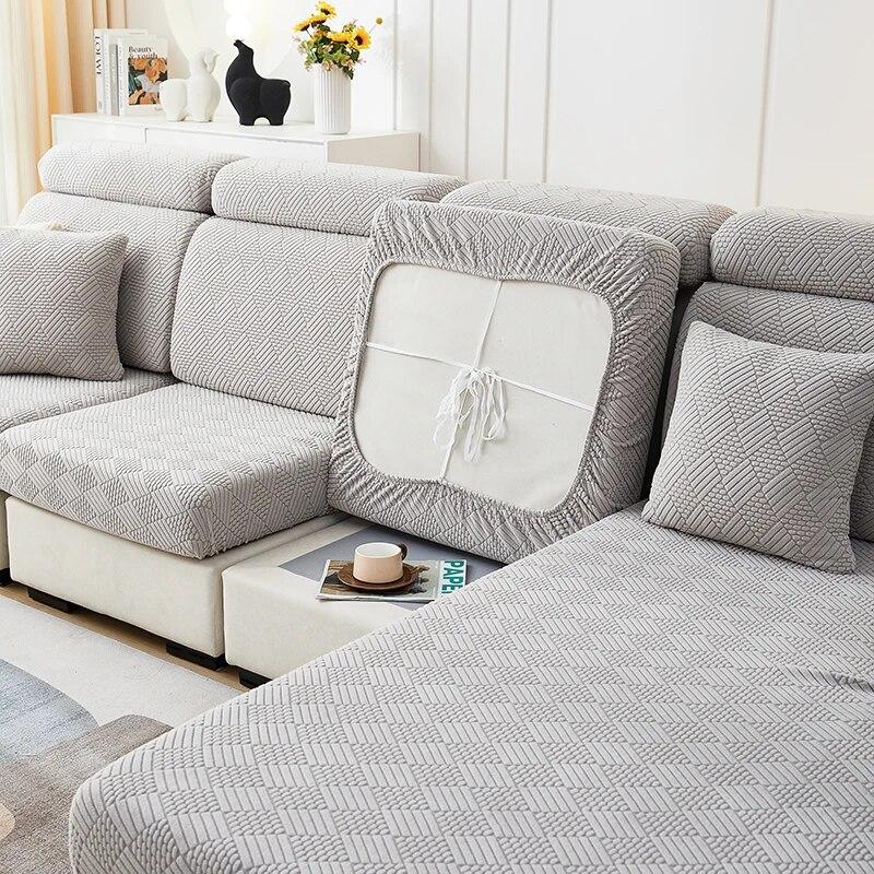 Плотная жаккардовая плюшевая наволочка для диванной подушки Чехол на длинную подушку спинки Растягивающийся чехол-защита для дивана на 1/2/3/4 места