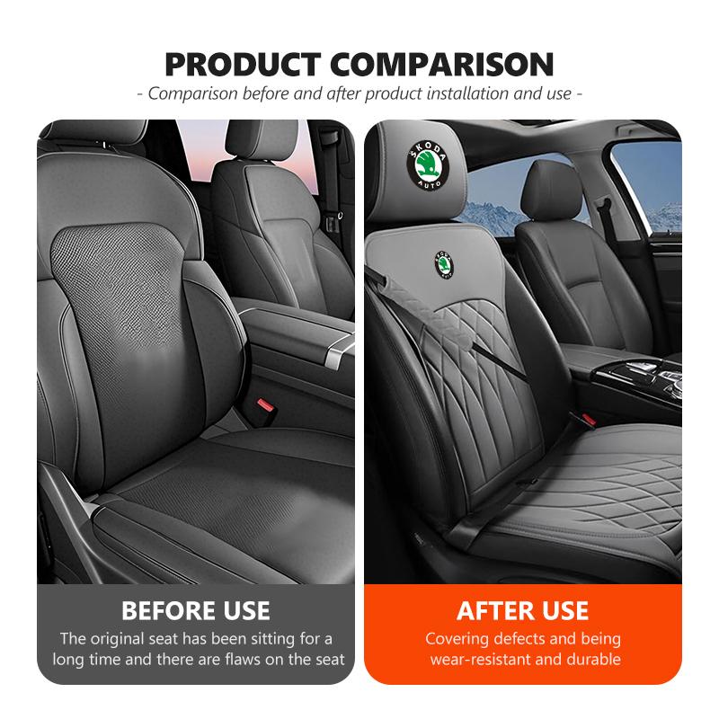 AAAAS1 For Skoda Car Seat Cover Leather Breathable Non-slip Seat Cushion Kamiq Karoq Octavia 2 3 Rapid Scala Kami Fabia VII VRS